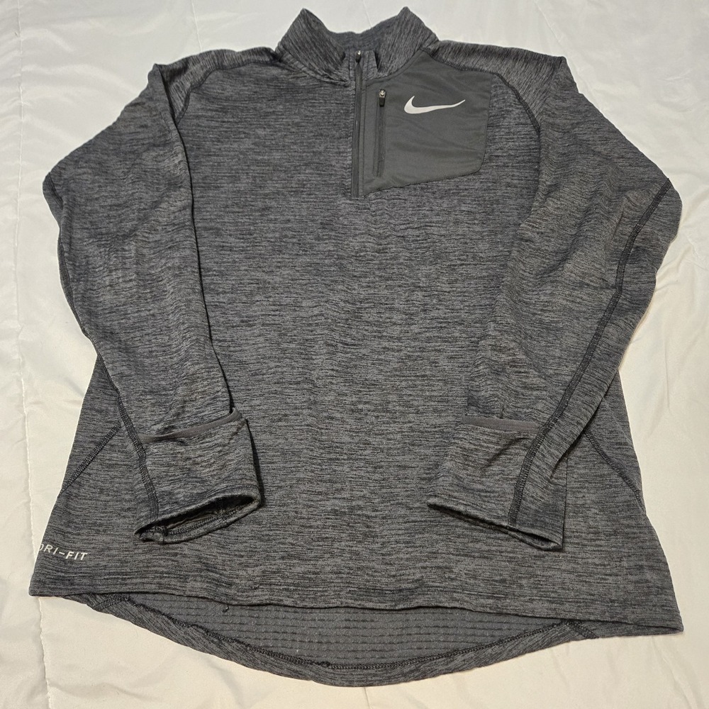 Nike Running Therma Sphere Element Waffle Gray 1/4 Zip Pullover Size Medium